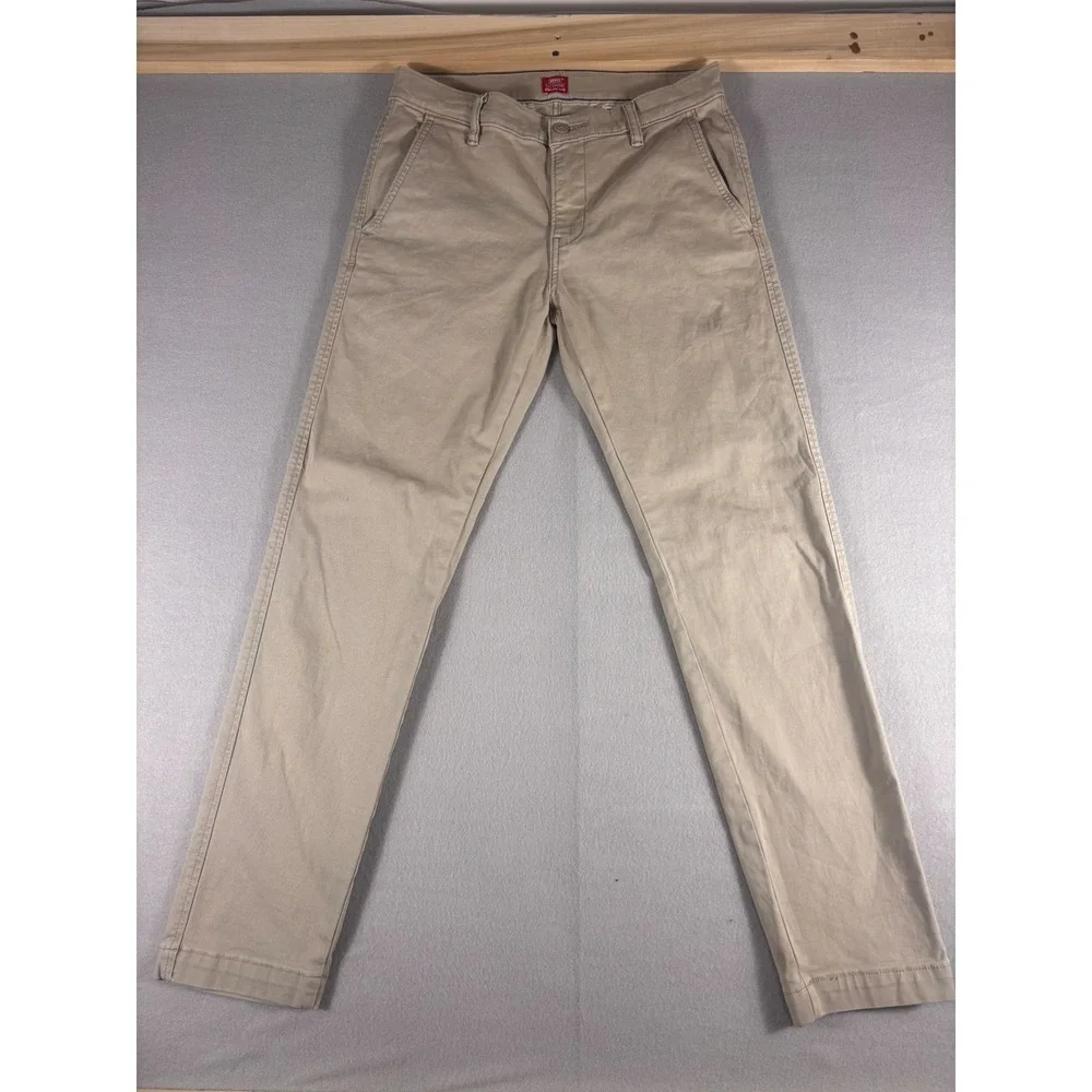 Levis Standard Chino Pants Mens 31x30 Khaki Tan Slim Straight Cotton Twill